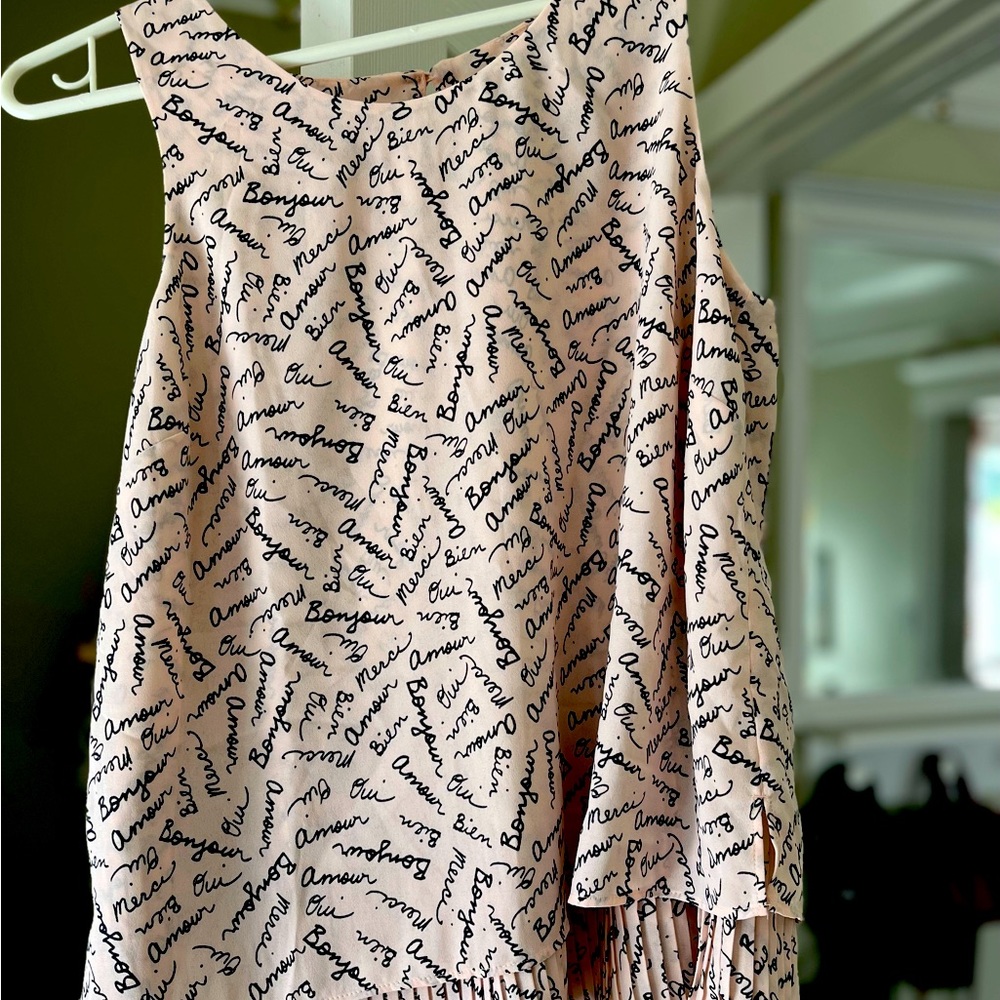 Banana Republic NWOT sleeveless blouse pink French bonjour oui amour merci